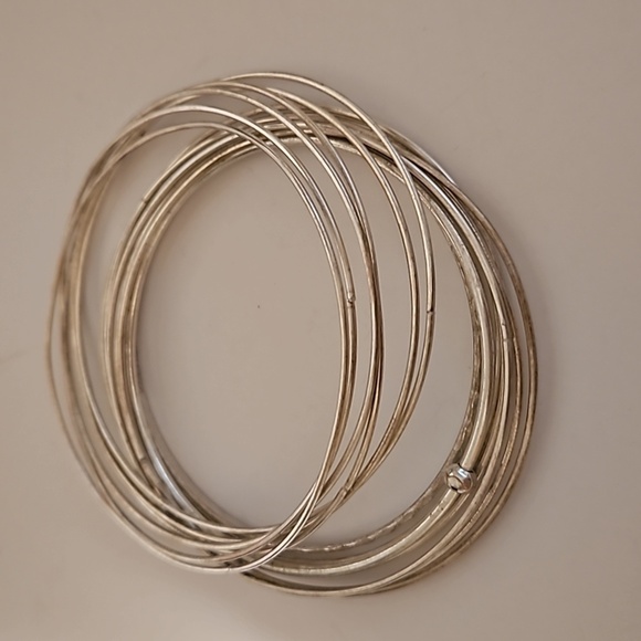 14 Silvertone Bangle Bracelet Lot - Picture 3 of 3